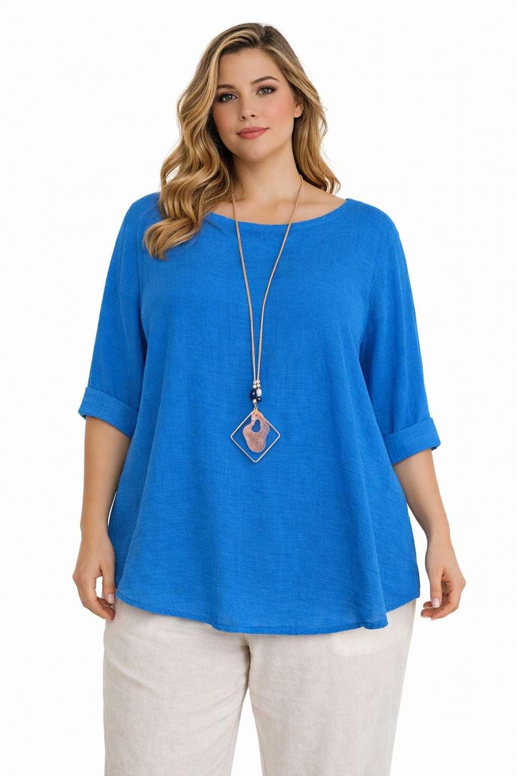 Pacific Dove- Collette Plain Cotton 3/4 Sleeved Top