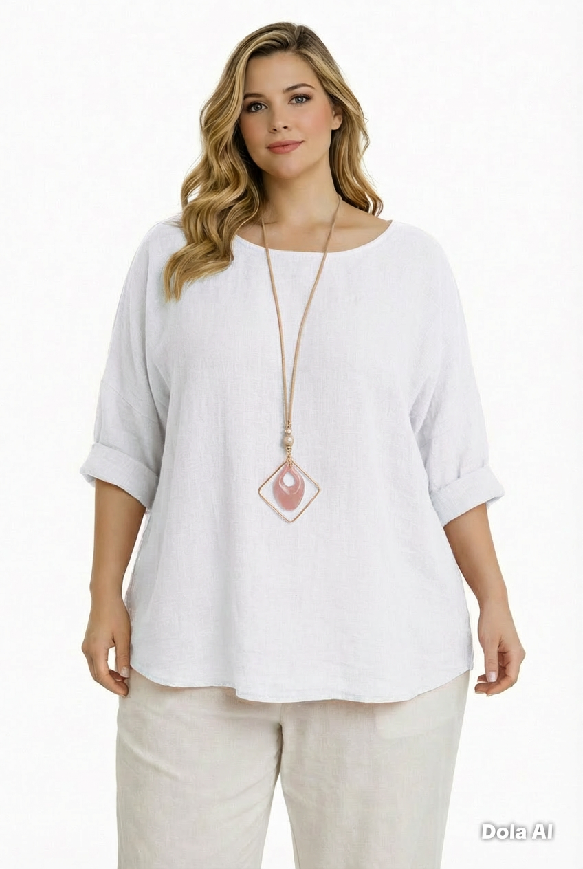 Pacific Dove- Collette Plain Cotton 3/4 Sleeved Top