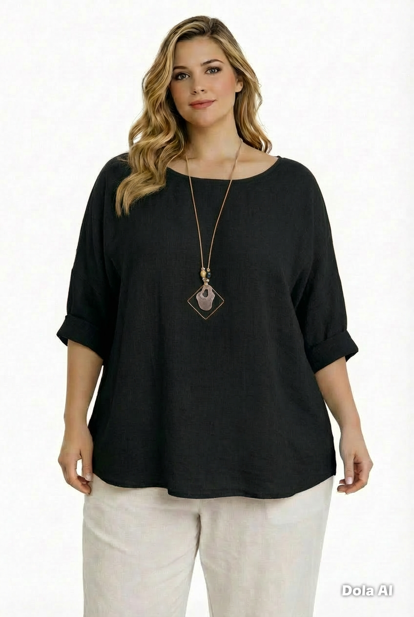 Pacific Dove- Collette Plain Cotton 3/4 Sleeved Top