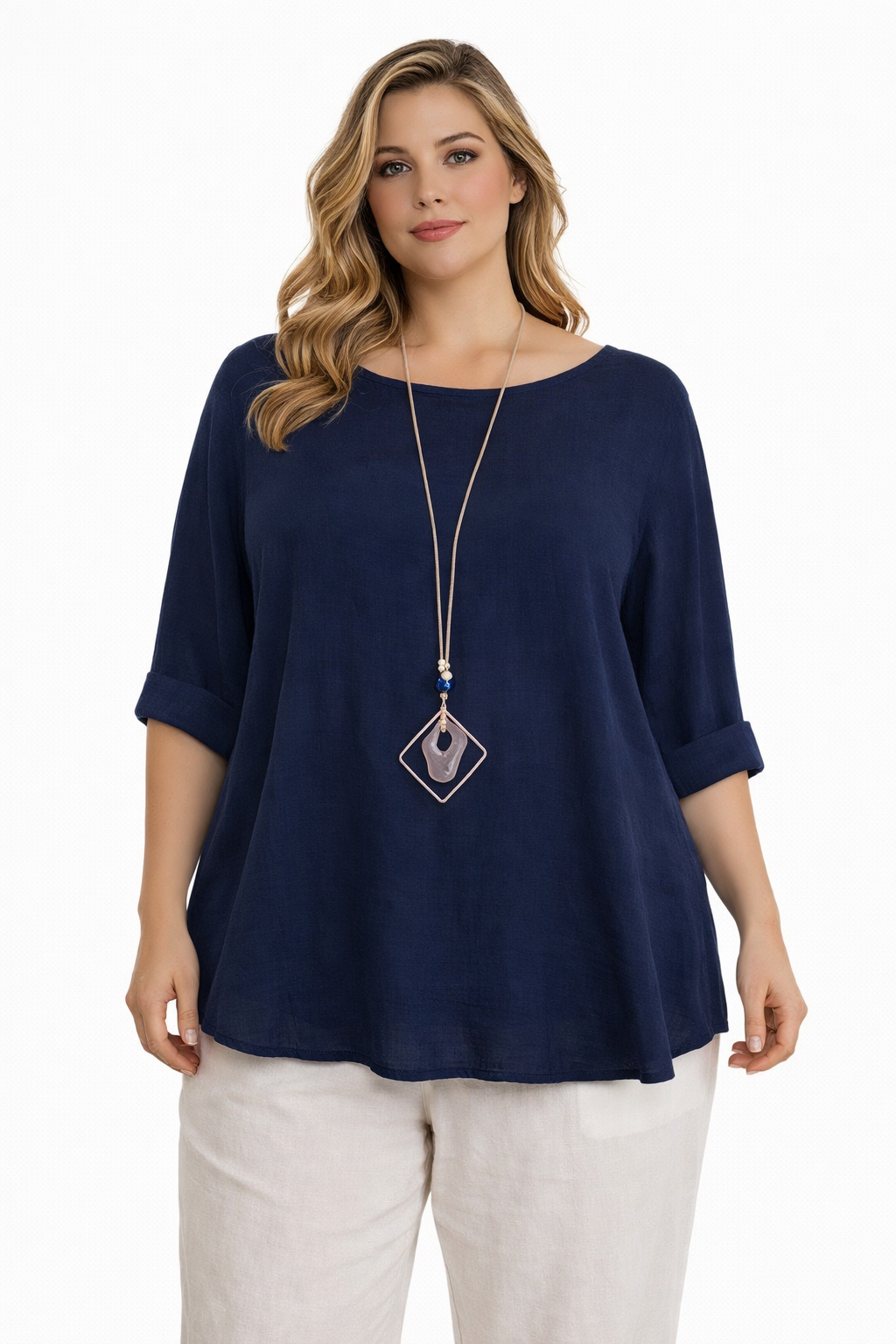 Pacific Dove- Collette Plain Cotton 3/4 Sleeved Top