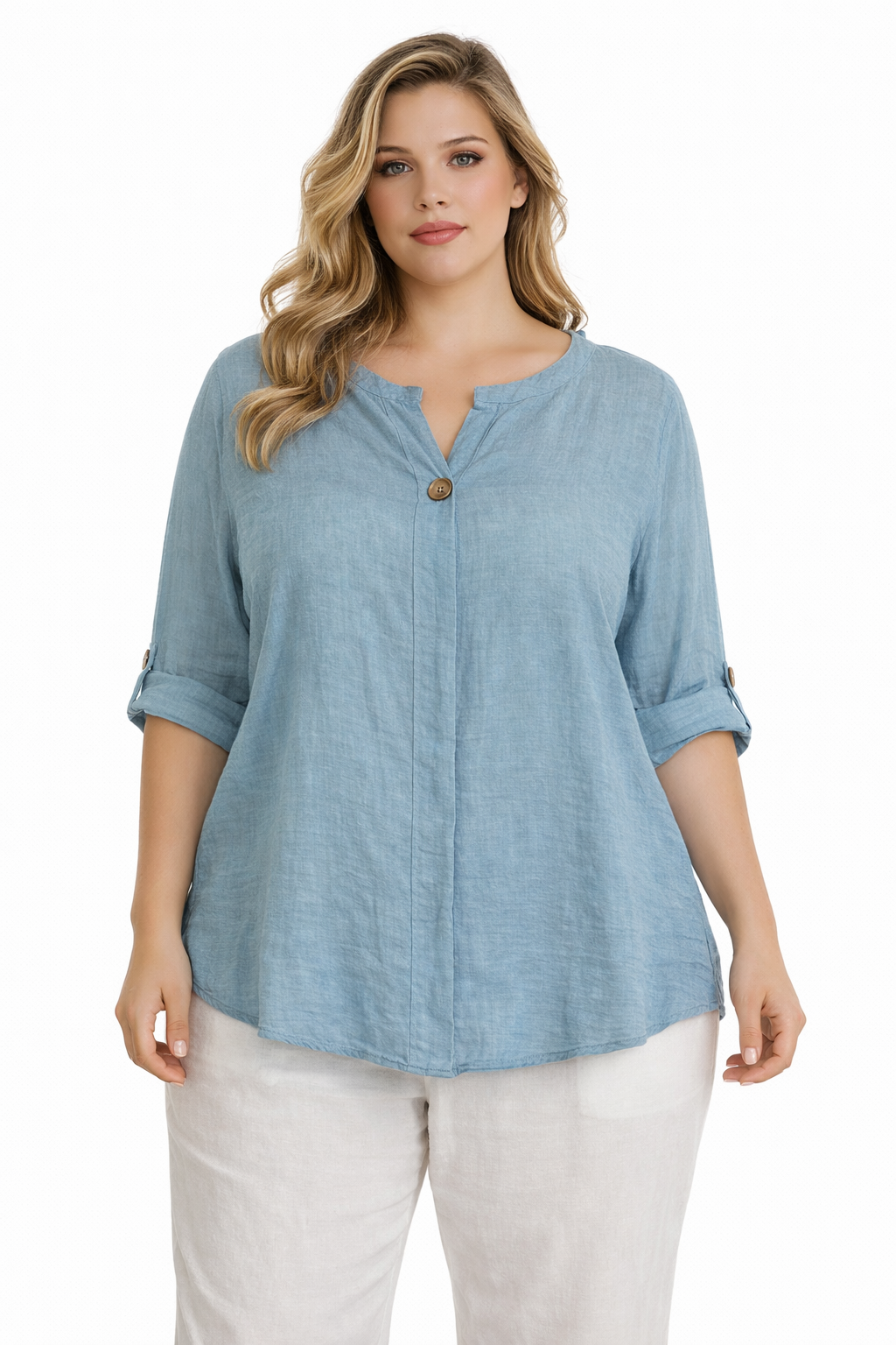 Pacific Dove - Plain Button Detail Top