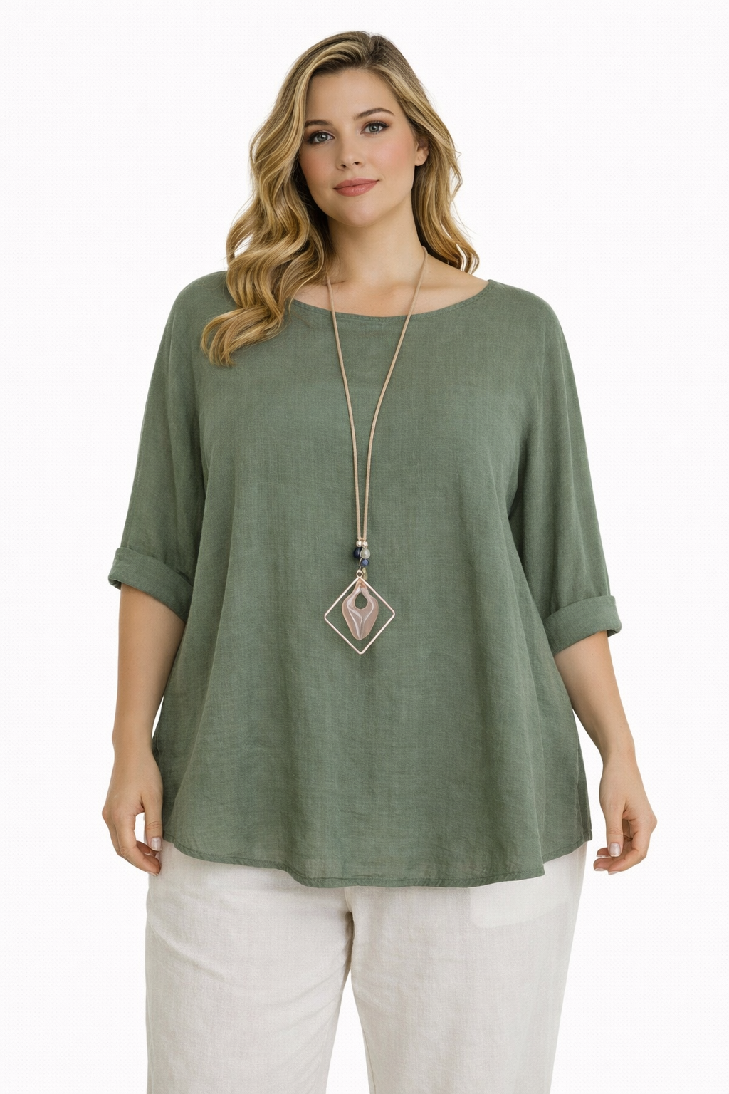 Pacific Dove- Collette Plain Cotton 3/4 Sleeved Top