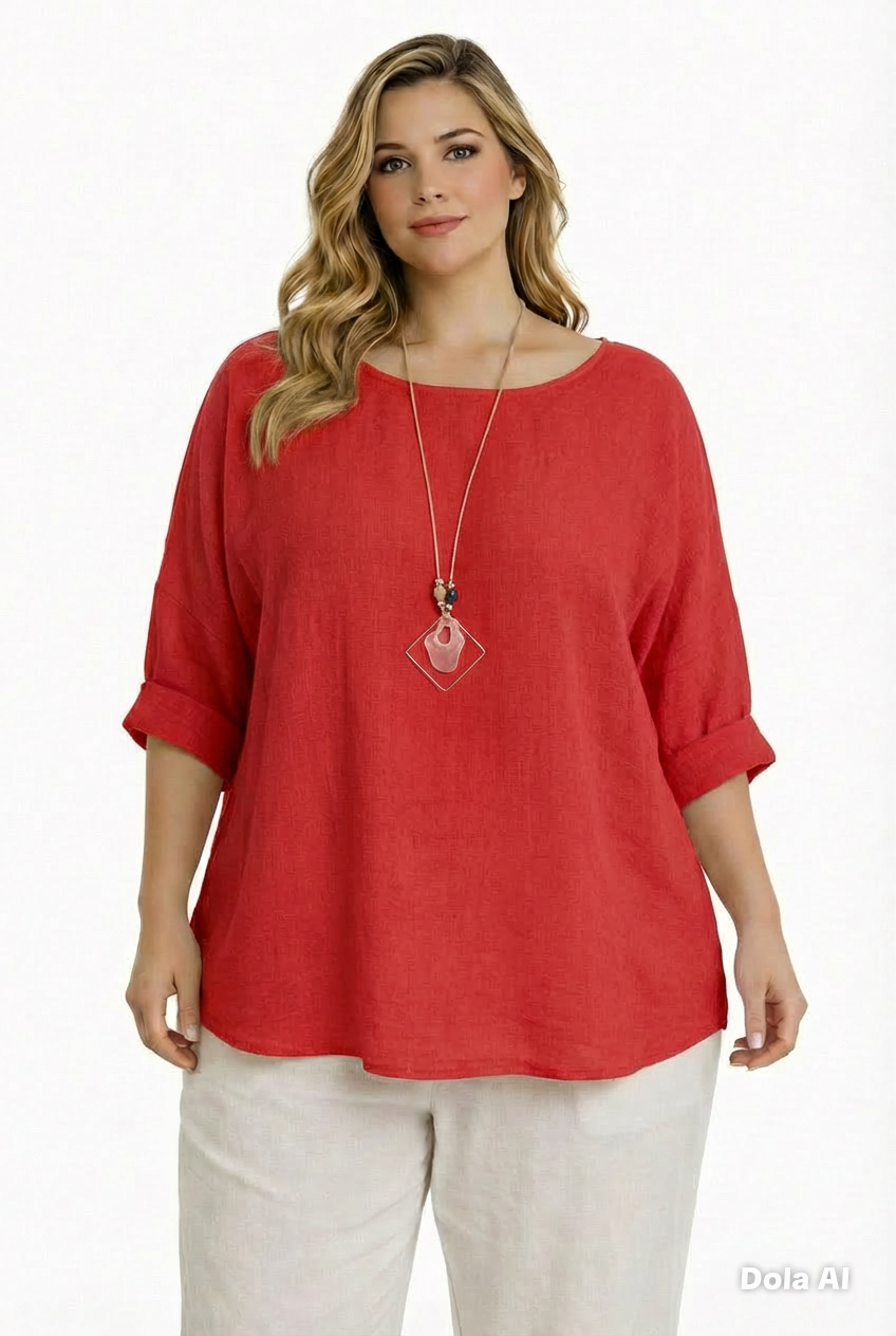 Pacific Dove- Collette Plain Cotton 3/4 Sleeved Top
