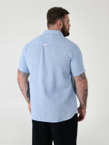 D555- Clarke Blue Linen Mix Shirt
