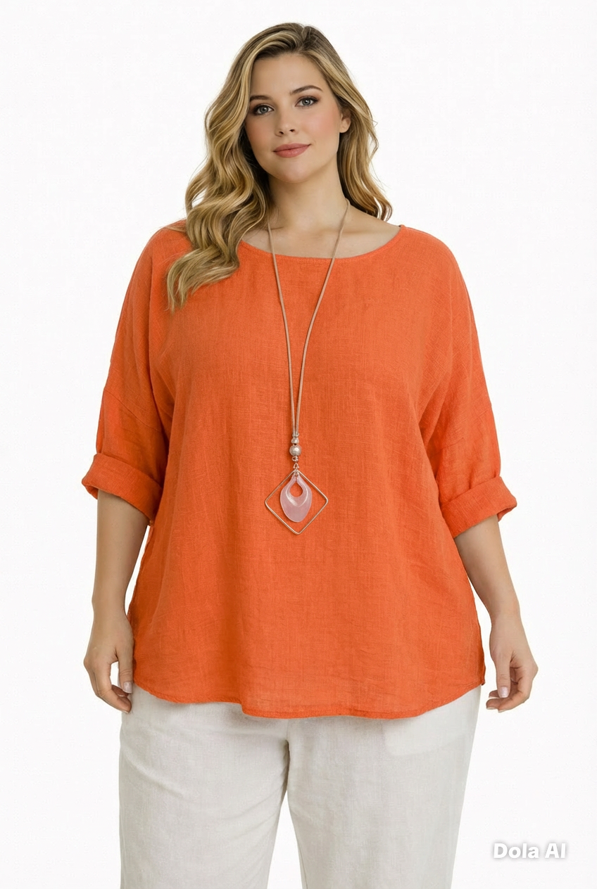 Pacific Dove- Collette Plain Cotton 3/4 Sleeved Top