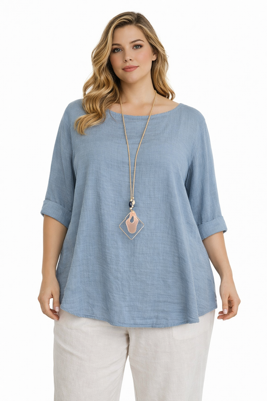 Pacific Dove- Collette Plain Cotton 3/4 Sleeved Top