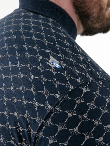 D555- Saunders Printed Jacquard Collar and Cuff Polo