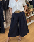 Apricot Linen Mix Wide Leg Pleated Trousers