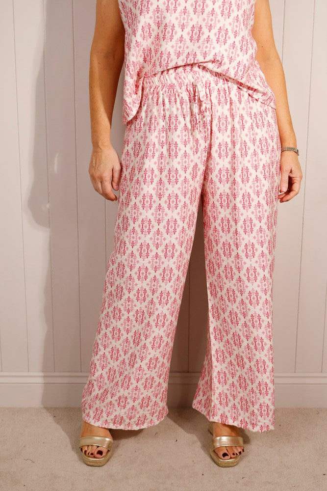 Pacific Dove- Aztec Print Wide leg Trousers