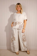 Pacific Dove- Floral Print Wide Leg Trousers