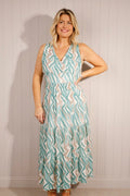 Pacific Dove- Abstract Print Maxi Dress