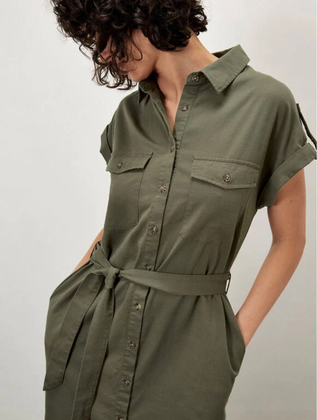 Apricot- Cotton Slub Midi Shirt Dress