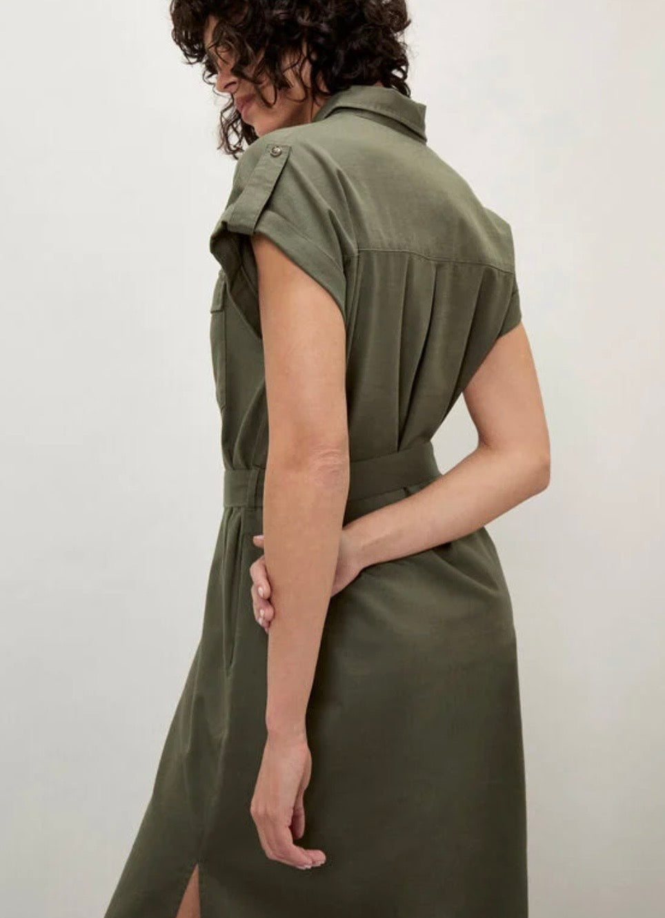 Apricot- Cotton Slub Midi Shirt Dress