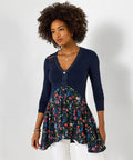Joe Browns- Pretty Florals Jersey Mesh Tunic Top