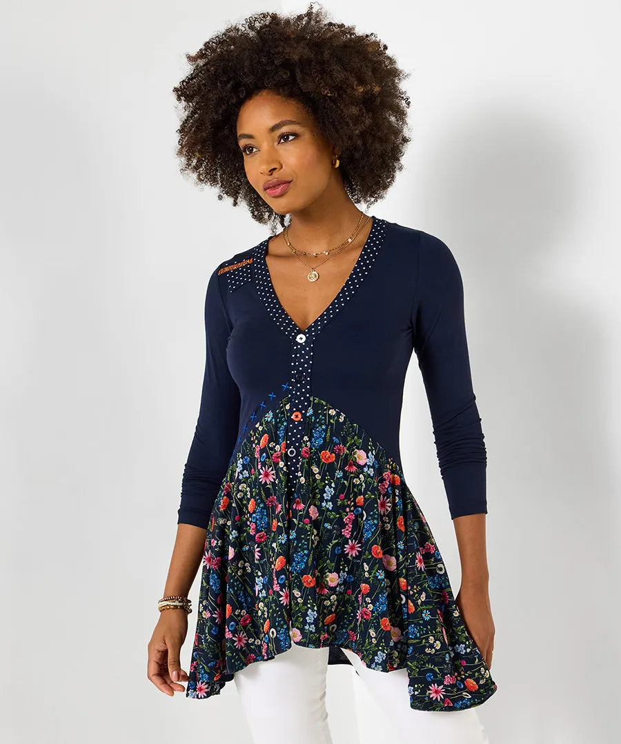 Joe Browns- Pretty Florals Jersey Mesh Tunic Top