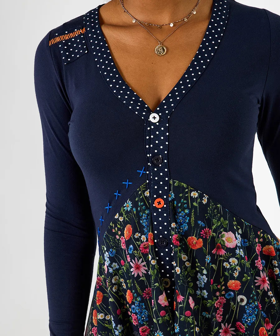 Joe Browns- Pretty Florals Jersey Mesh Tunic Top