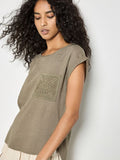 Apricot- Crochet Blend Linen T-Shirt