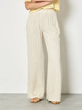Apricot - Pin Stripe Linen Blend Wide Leg Trousers