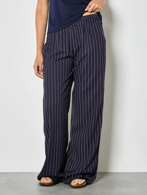Apricot - Pin Stripe Linen Blend Wide Leg Trousers